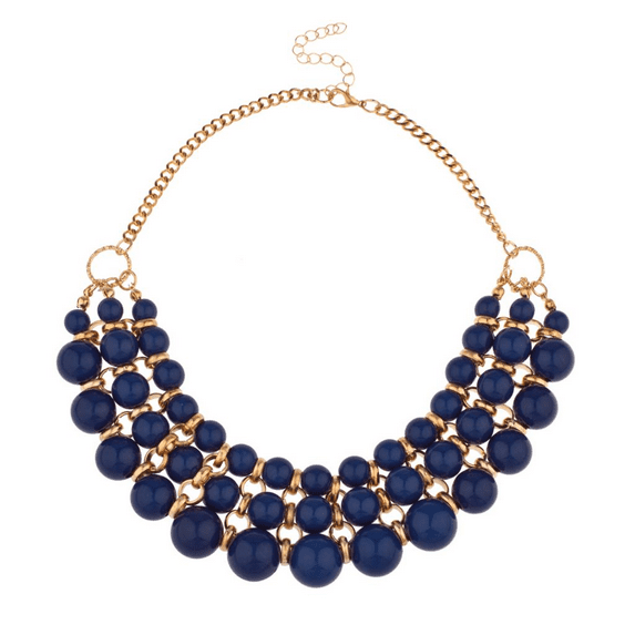 Lux Accessories Multi Row Beaded Bib Statement Chain Necklace