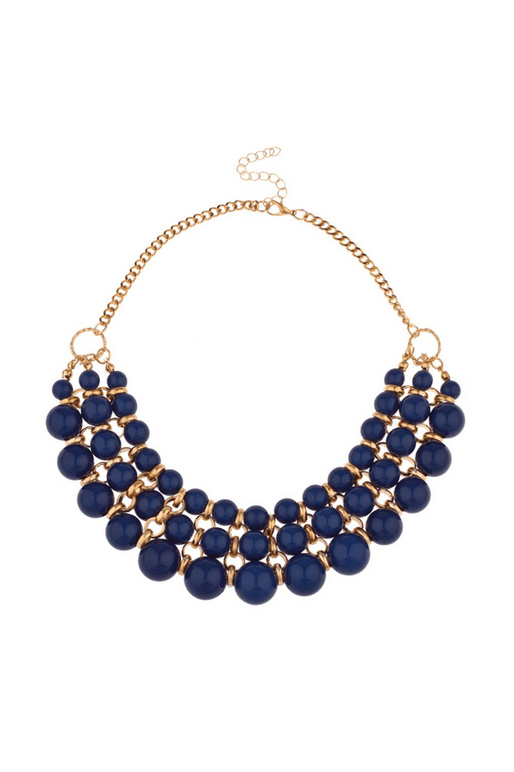 Multi Row Beaded Bib Statement Chain Necklace