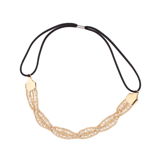 Lux Accessories Pave Crystal Woven Stretch Metal Head Band Headband