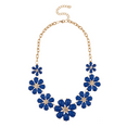 thumbnail image 1 of Lux Accessories Royal Blue Pave Flower Bib Statement Floral Chain Necklace, 1 of 1