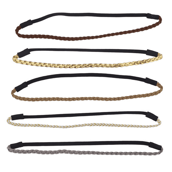 Lux Accessories Shades of Brown Suede Braid Headwrap Headband Set of 5