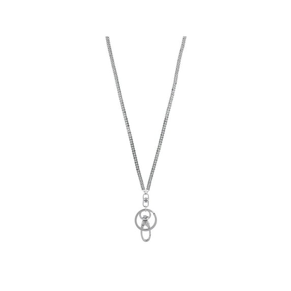 Lux Accessories Silver Tone Crystal Faux Rhinestones Key Holder Charm Necklace