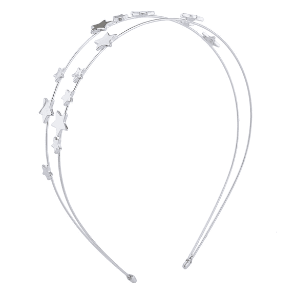 Lux Accessories Silver Tone Double Wire Star Celestial Novelty Fashion Headband