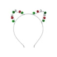 thumbnail image 1 of Lux Accessories Silver Tone Red Green Bells Cat Ears Christmas Holiday Headband, 1 of 2