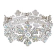 thumbnail image 1 of Lux Accessories Silver Tone Snowflakes Rainbow Rhinestones Stretch Bracelets, 1 of 2