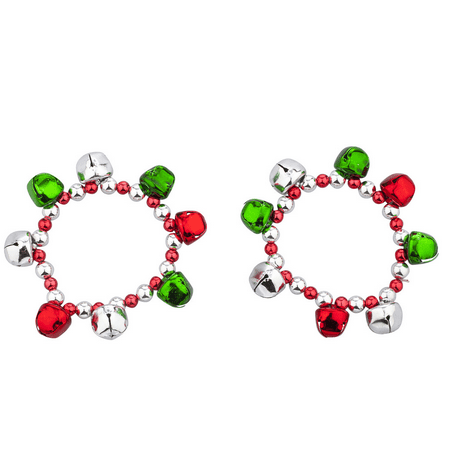 Lux Accessories SilverTone Christmas X-Mas Holiday Jingle Bells Bracelet Set 2PC
