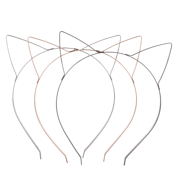 Lux Accessories Tri Color Wire Cat Ears Headband Multi Pack Set (3PCS)