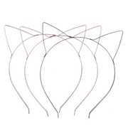 Lux Accessories Tri Color Wire Cat Ears Headband Multi Pack Set 3PCS