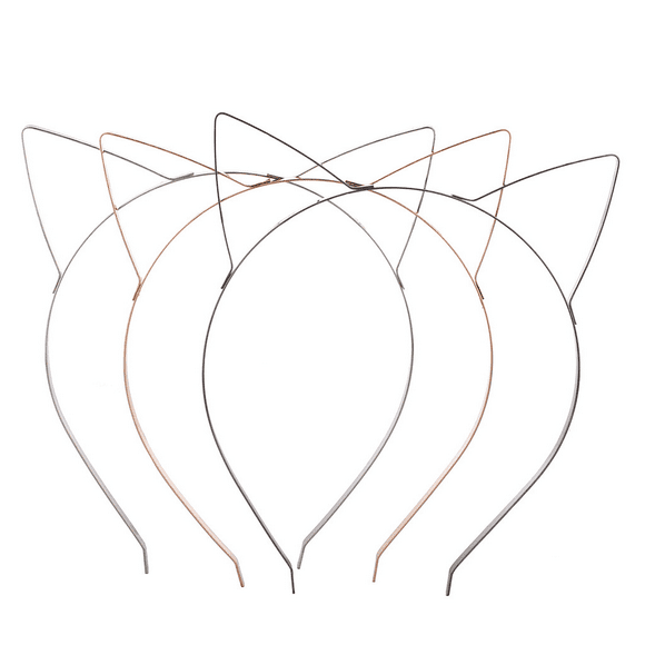 Tri Color Wire Cat Ears Headband Multi Pack Set (3PCS)
