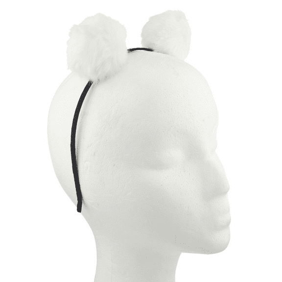 Lux Accessories White Faux Fur Pom Pom Puff Ear Headband
