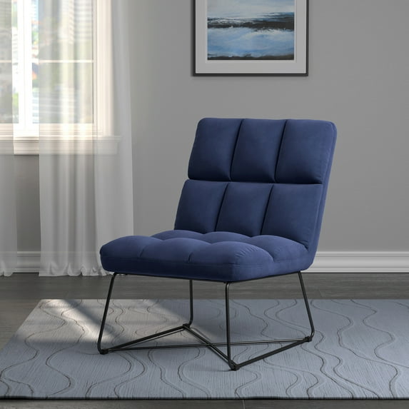 Lux Armless Upholstered Accent Chair Midnight Blue