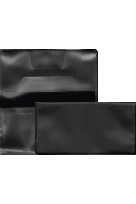 Lux Black Vinyl Checkbook Cover for Top Tear Personal Checks Unisex Adult