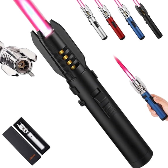 Lux Blaze Lighter, Luxblaze Electric Lighter, Camping Outdoor Windproof Straight Flame Lighters Rechargeable, Adjustable Electric Jet Lighters with Safety Lock, for Campfires Kitchen