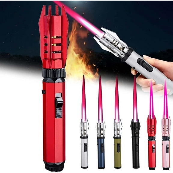 Lux Blaze Lighters Electric, Luxblaze Electric Lighter, Blazara Lighter, Lightsaber Torch Lighters, Camping Outdoor Windproof Straight Flame Lighters(Black+Silver)