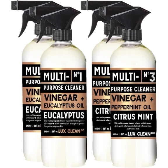 Lux Clean Multi-Purpose Cleaners, Vinegar with Eucalyptus and Peppermint | 32 Fl Oz Bottles,  of 4 |  and