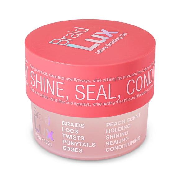 Lux Collection Braid Lux Conditioning Shining Sealing No Flaking Natural Ingredients Scented Hair Gel Tamer (10.58 Ounce (Pack of 1), Peach)