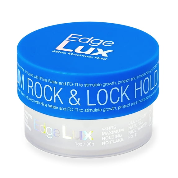 Lux Collection Edge Lux Edge Control Wax 48 Hour Maximum Hold No Flaking Natural Ingredients Scented Conditioning Styling Hair Gel Tamer (1 Ounce (Pack of 1), Blueberry)
