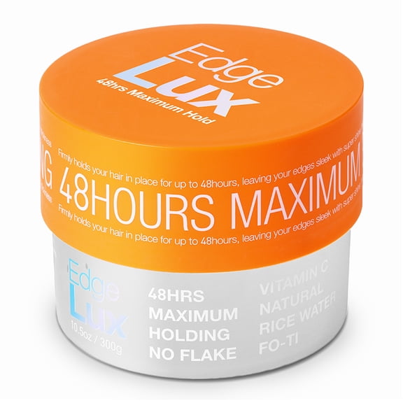 Lux Collection - Edge Lux Edge Control Wax 48 Hour Maximum Hold No Flaking Natural Ingredients Scented Conditioning Styling Hair Gel Tamer (10.58 Ounce (Pack of 1), Vitamin-C)