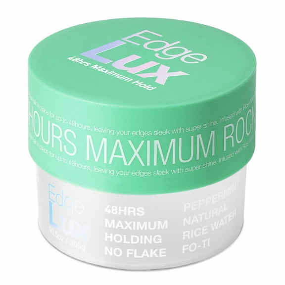 Lux Collection - Edge Lux Edge Control Wax 48 Hour Maximum Hold No Flaking Natural Ingredients Scented Conditioning Styling Hair Gel Tamer (10.58 Ounce (Pack of 1), Peppermint)