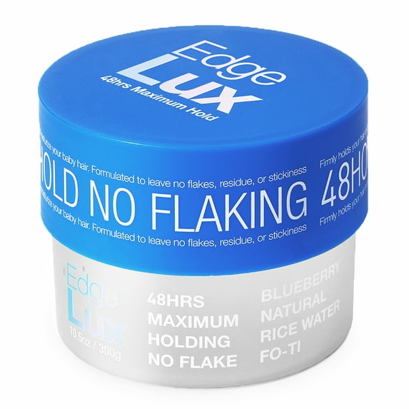 Lux Collection - Edge Lux Edge Control Wax 48 Hour Maximum Hold No Flaking Natural Ingredients Scented Conditioning Styling Hair Gel Tamer (10.58 Ounce (Pack of 1), Blueberry)