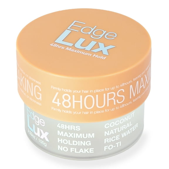 Lux Collection - Edge Lux Edge Control Wax 48 Hour Maximum Hold No Flaking Natural Ingredients Scented Conditioning Styling Hair Gel Tamer (3.53 Ounce (Pack of 1), Coconut)