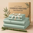 thumbnail image 1 of Lux Decor 100% Organic Viscose from Bamboo Sheets Set King - 4 Piece Ultra-Soft Luxury Cooling Bed Sheets, 16" Deep Pocket, Breathable & Hypoallergenic - Sage, 1 of 10