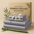 thumbnail image 1 of Lux Decor 100% Organic Viscose from Bamboo Sheets Set King Size - 4 Piece Ultra-Soft Luxury Cooling Bed Sheets, 16" Deep Pocket, Breathable & Hypoallergenic - Grey, 1 of 10