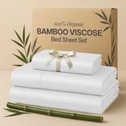Lux Decor 100% Organic Viscose from Bamboo Sheets Set Twin - 3 Piece Ultra-Soft Luxury Cooling Bed Sheets, 16" Deep Pocket, Breathable & Hypoallergenic - White