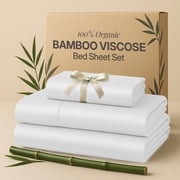 Lux Decor 100% Organic Viscose from Bamboo Sheets Set Twin XL - 3 Piece Ultra-Soft Luxury Cooling Bed Sheets, 16" Deep Pocket, Breathable & Hypoallergenic - Whi