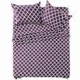 thumbnail image 1 of Lux Decor Full Size Bed Sheet Set 4 Piece, Soft Microfiber, Deep Pockets - Quatrefoil Pattern, 1 Fitted & 1 Flat Sheet, 2 Pillowcases, Purple, 1 of 8