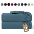 thumbnail image 1 of Lux Decor 2-Pack Full Fitted Sheets Only - 16" Deep Pocket, Brushed Microfiber Bottom Sheets, 360° Elastic Fit, Wrinkle & Fade Resistant - Navy Blue Ashes, 1 of 10