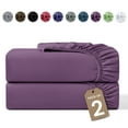 thumbnail image 1 of Lux Decor 2-Pack Full Fitted Sheets Only - 16" Deep Pocket, Brushed Microfiber Bottom Sheets, 360° Elastic Fit, Wrinkle & Fade Resistant - Purple, 1 of 10