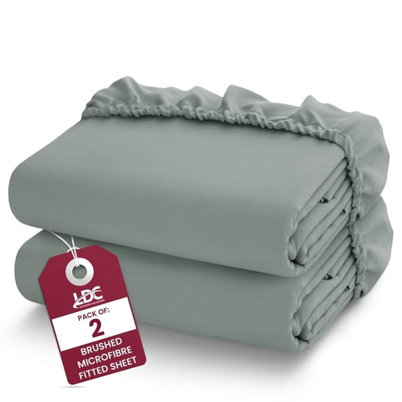 Lux Decor 2-Pack Full Fitted Sheets Only - Upto 16" Deep Pocket, All-Around Elastic, Ultra Soft Microfiber, No-Slip Fit, Wrinkle & Fade Resistant - Gray