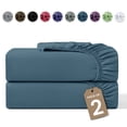 thumbnail image 1 of Lux Decor 2-Pack King Fitted Sheets Only - 16" Deep Pocket, Brushed Microfiber Bottom Sheets, 360° Elastic Fit, Wrinkle & Fade Resistant - Navy Blue Ashes, 1 of 10