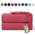 thumbnail image 1 of Lux Decor 2-Pack Queen Fitted Sheets Only - 16" Deep Pocket, Brushed Microfiber Bottom Sheets, 360° Elastic Fit, Wrinkle & Fade Resistant - Burgundy, 1 of 10