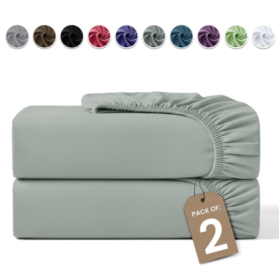 Lux Decor 2-Pack Queen Fitted Sheets Only - 16" Deep Pocket, Brushed Microfiber Bottom Sheets, 360° Elastic Fit, Wrinkle & Fade Resistant - Gray