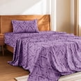 thumbnail image 1 of Lux Decor 3 Piece Twin XL Sheet Set, Brushed Microfiber Paisley Printed Bed Sheet Set with up to 16" Deep Pocket Fitted Sheet, Flat Sheet & Pillowcase - Easy Care (Purple), 1 of 9