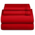 thumbnail image 1 of Lux Decor 4 Pc Solid Bed Sheets - Brushed Microfiber 16 Inches Deep Pocket Sheets & Embroidered Pillowcases Without Filler - Fade Resistant, 1 of 10
