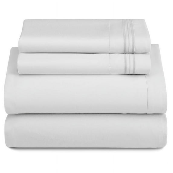 Lux Decor 4 Pc Solid Bed Sheets - Brushed Microfiber 16 Inches Deep Pocket Sheets & Embroidered Pillowcases Without Filler - Fade Resistant