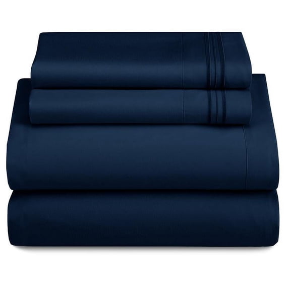 Lux Decor 4 Pc Solid Bed Sheets - Brushed Microfiber 16 Inches Deep Pocket Sheets & Embroidered Pillowcases Without Filler - Fade Resistant