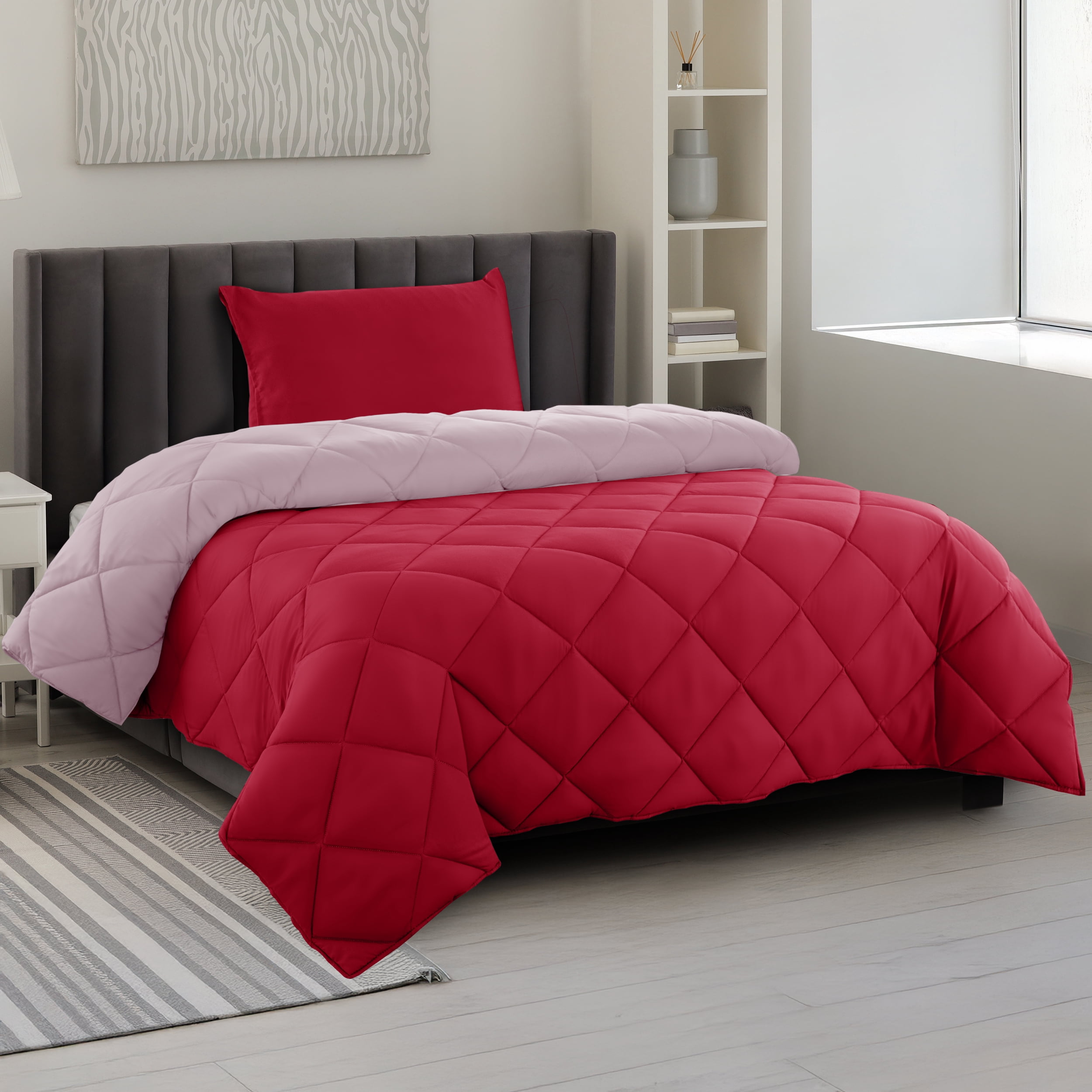 Lux Decor All-Season Comforter Sets Twin 2 PC, Reversible Bedding Set ...