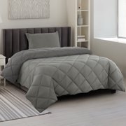 Lux Decor All-Season Comforter Sets Twin 2 Piece, Reversible Bedding Set with Diamond Quilted Design Comforter and 1 Pillow Sham, Lightweight & Cozy Set de Cama Gray/Dark Gray