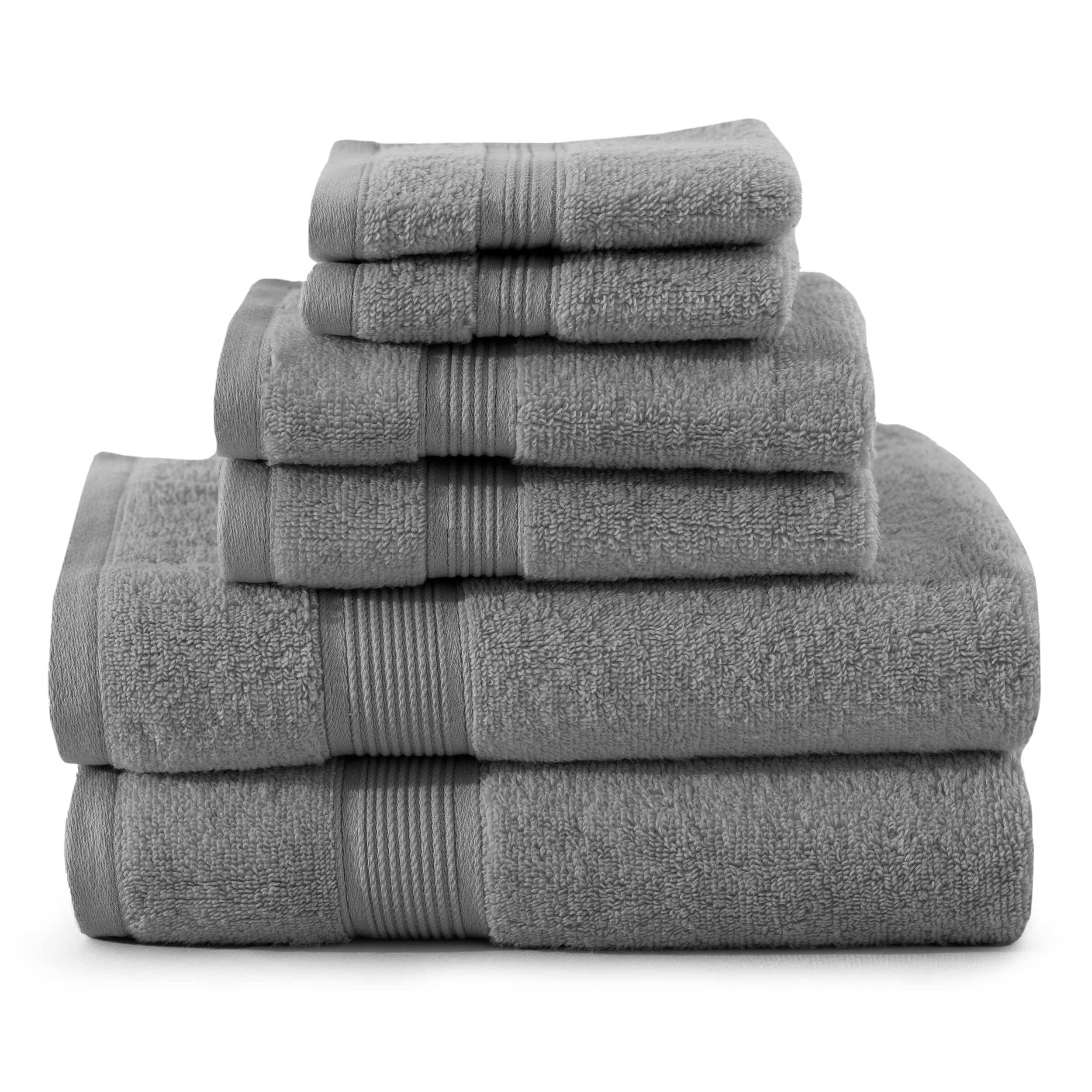 Lux Decor Bath Towel Set of 6 - 100% Cotton, Zero Twist Weave for ...