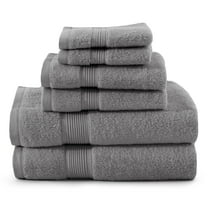Lux Decor Bath Towel Set of 6 - 100% Cotton, Zero Twist Weave for Ultimate Softness - 2 Large Bath Towels, 2 Hand Towels & 2 Wash Cloths - High Absorbent & Quick Dry Grey Towels for Bathroom