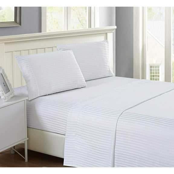 Lux Decor Bed Sheet Set - Brushed Microfiber 1800 Bedding - Wrinkle, Fade, Stain Resistant - Hypoallergenic - 4 Piece (Queen, White)