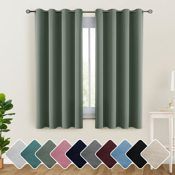 Lux Decor Blackout Curtains Set of 2 for Living Room, Thermal Insulated Bedroom Drapes, Noise-Reducing & Light Blocking Curtains, 42"x63" Sage