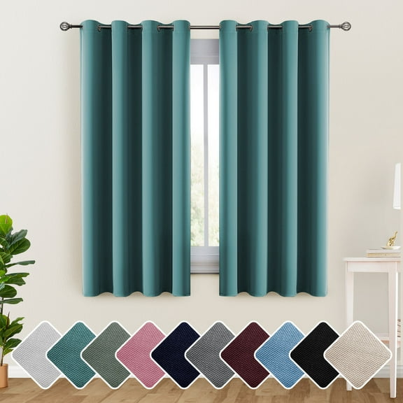 Lux Decor Blackout Curtains Set of 2 for Living Room, Thermal Insulated Bedroom Drapes, Noise-Reducing & Light Blocking Curtains, 42"x63" Teal