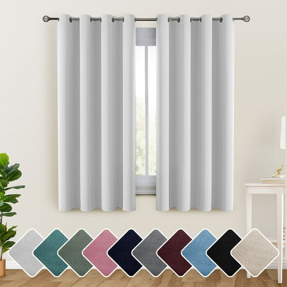 Lux Decor Blackout Curtains Set of 2 for Living Room, Thermal Insulated Bedroom Drapes, Noise-Reducing & Light Blocking Curtains, 42"x63" White