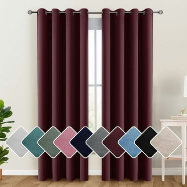 Lux Decor Blackout Curtains Set of 2 for Living Room, Thermal Insulated Bedroom Drapes, Noise-Reducing & Light Blocking Curtains, 42"x84" Burgundy