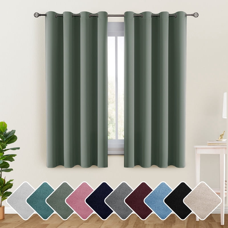 Lux Decor Blackout Curtains Set of 2 for Living Room, Thermal Insulated Bedroom Drapes, Noise-Reducing & Light Blocking Curtains, 52"x63" Sage